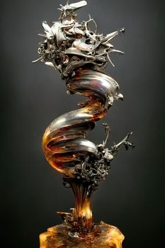 Metal figurine made of scrap, 3d illustration