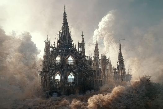 Gothic style architecture, digital art , 3d illustration