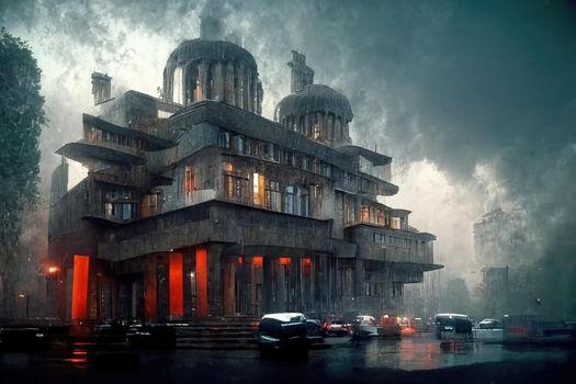 Georgian style architecture, digital art, 3d illustration