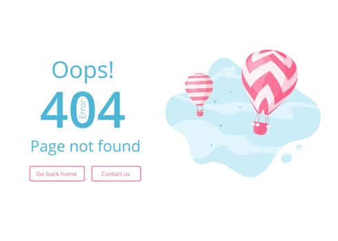 Hot air balloon error 404 website page template