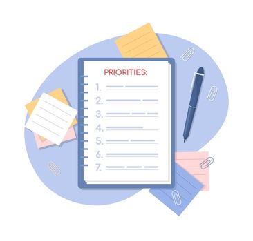 Priorities list 2D vector isolated illustration