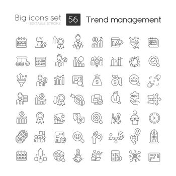 Trend management linear icons set