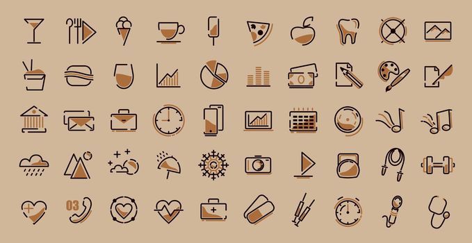 Abstract icons, hobbies and daily life - Vector