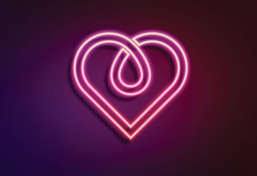 Neon glow heart love sign romantic icon on dark background