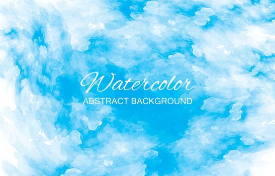 Abstract blue sky with clouds watercolor horizontal texture rectangle background. Watercolor style texture. Delicate card. Elegant decoration. vector illustration