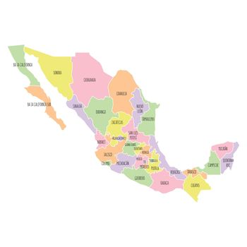 Mexico political map. Low detailed