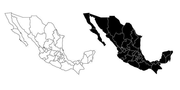 Mexico political map. Low detailed