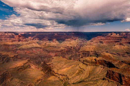 Grand Canyon south rim at dramatic sky with storm clouds, Arizona, USA