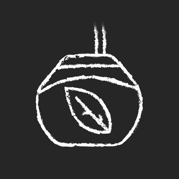 Tea gourd cup chalk white icon on dark background