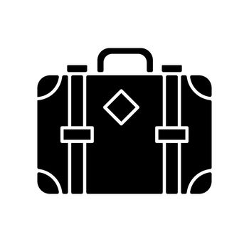 Old-fashioned style suitcase black glyph icon