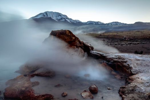 Geyser El Tatio in Atacama Desert, andes altiplano of Northern Chile