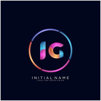 IG Letter logo icon design template elements