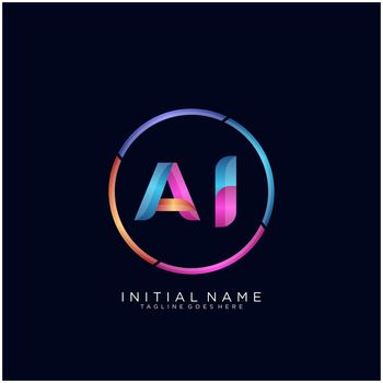 AI Letter logo icon design template elements