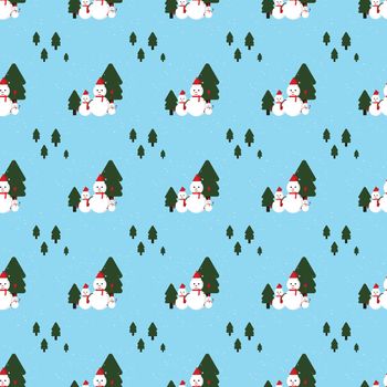 Very beautiful snowman seamless pattern design for decorating website background, wallpaper, wrapping paper, fabric, backdrop and etc.