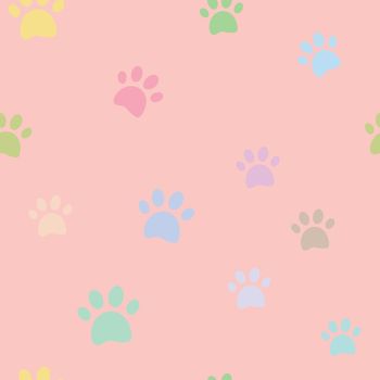 Cute Pastel kitten pow seamless pattern design. Pastel Vector seamless Pattern. Graphic design for decorating, wallpaper, fabric and etc. Vector illustration.