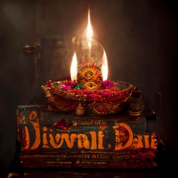 happy diwali indian festival, background with candles.