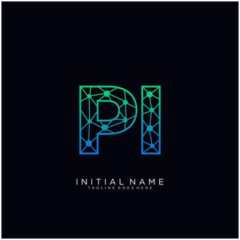 PI Letter logo icon design template elements