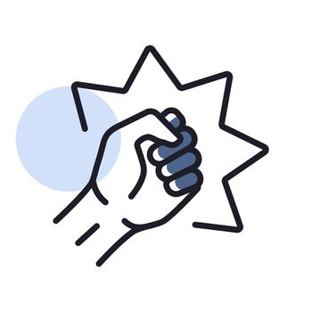 Punch, raised up clenched fist vector icon