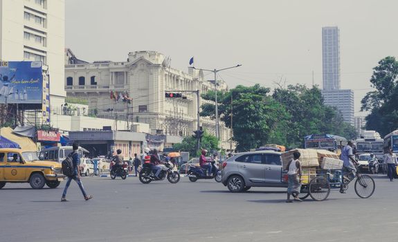 Kolkata City Street In Rush Hour