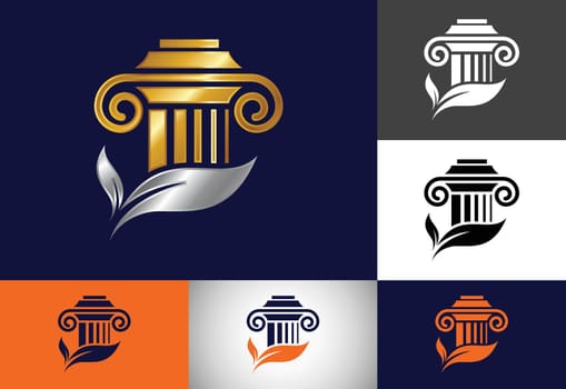 Law pillar logo design pillar law office vector logo template