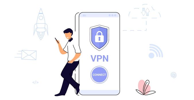 VPN Service Concept Virtual private network App for secure connection
