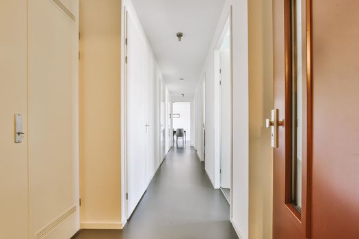 Long corridor in modern apartment