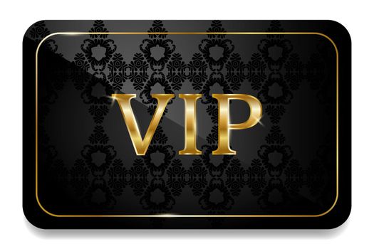 VIP card in black with gold and vintage pattern