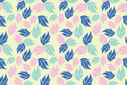 Colorful Floral Seamless Pattern. Vector Eucalyptus Leaves and Blossom Elements. Botanical Summer Background. Floral Seamless Pattern for Wedding, Print, Textile, Fabric, Paper. Vector illustration