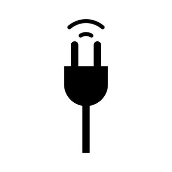 Electrical outlet and radio wave silhouette icon. Vector.