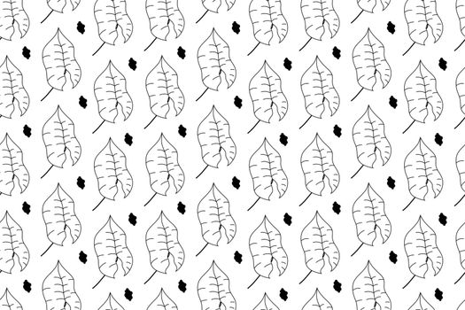 Outline handdrawn seamless pattern. Autumn theme, sycamore leaf silhouettes on white backdrop. Ready for fashion, textile and wallpaper. Vector illustration