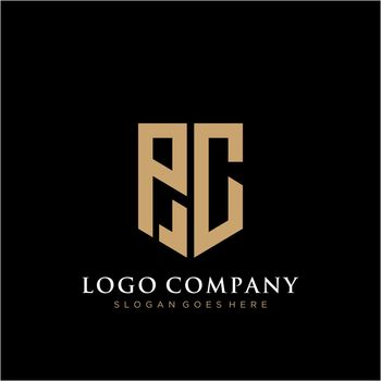 PC Letter logo icon design template elements
