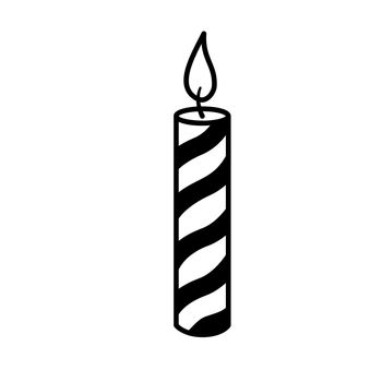 Candle sketch. Vector burning candle doodle isolated on white background