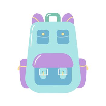 School backpack for boys, vector flat illustration on white background