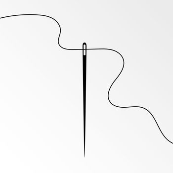 Vertical needle and curvy thread vector icon