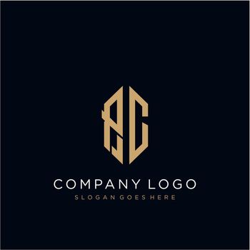 PC Letter logo icon design template elements