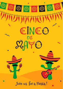 Cactus mariachi cinco de mayo party invitation