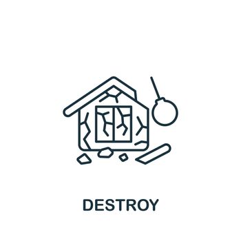 Destroy icon. Line simple line Protest icon for templates, web design and infographics