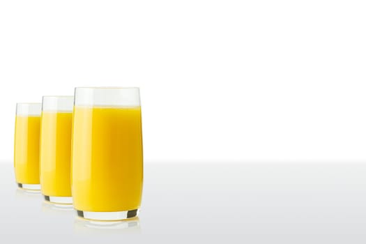 Orange juice glass, isolated on white. Glass of fresh orange juice on white background