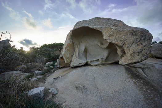 Large hollow granite rock
