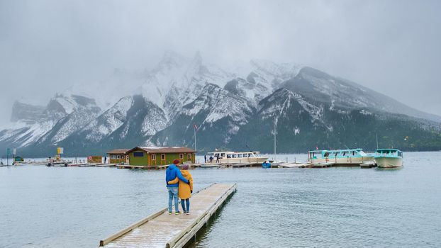 Minnewanka lake in Canadian Rockies in Banff Alberta Canada with turquoise water Canada
