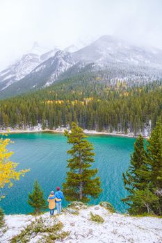 Minnewanka lake in Canadian Rockies in Banff Alberta Canada with turquoise water Canada