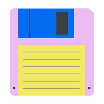 Floppy disk. Device of the 80s, 90s for data storage. Flat style. Vector