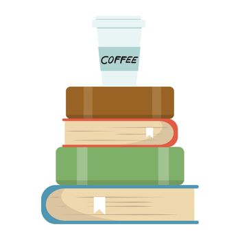 book of Stacks with coffee  flat design
