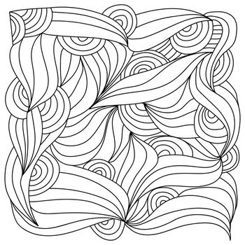Fantasy contour wavy patterns, doodle curls coloring page