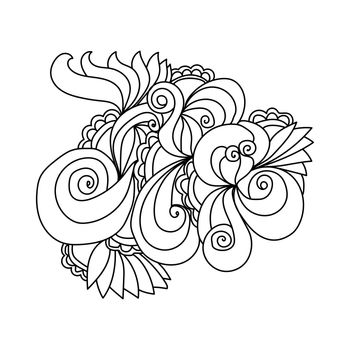 curls and fantasy patterns outline doodle illustration