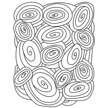 Abstract coloring page, meditative spirals and circles for creativity