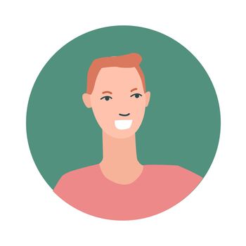 Colourful male face circle in flat style