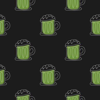 Happy Saint Patrick Day - beer mug seamless pattern. Holiday background vector