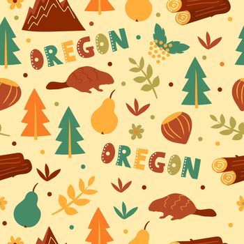 USA collection. Vector illustration of Oregon theme. State Symbols