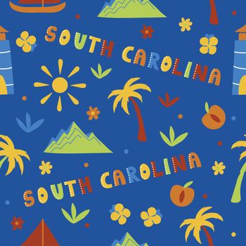 USA collection. Vector illustration of South Carolina theme. State Symbols